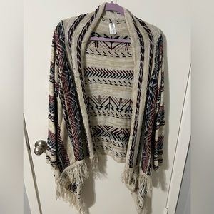 Cream, navy, and maroon cardigan Size XL